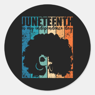 Pegatina Redonda Juneteenth My Independence Day Retro Afro Women Me