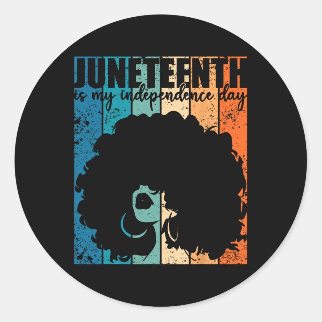 Pegatina Redonda Juneteenth My Independence Day Retro Afro Women Me (Anverso)
