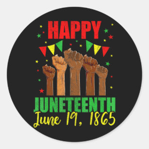 Pegatina Redonda juneteenth niños mujeres hombres feliz juneteenth