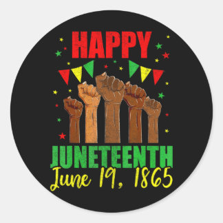 Pegatina Redonda juneteenth niños mujeres hombres feliz juneteenth 