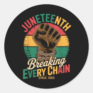 Pegatina Redonda Juneteenth Rompiendo Cada Cadena Desde 1865 Africa