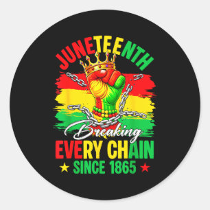 Pegatina Redonda Juneteenth rompiendo cada cadena desde 1865 africa
