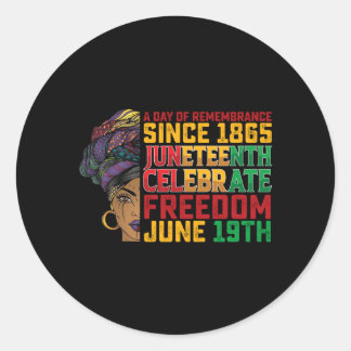 Pegatina Redonda Juneteenth un día de recuerdo libertad negra