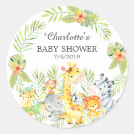 Pegatina Redonda Jungle Animals Baby Shower Gracias
