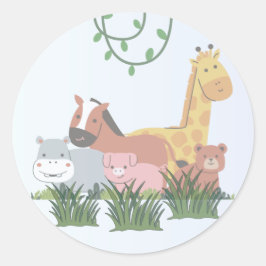 Pegatina Redonda Jungle Animals Gender Reveal Sticker