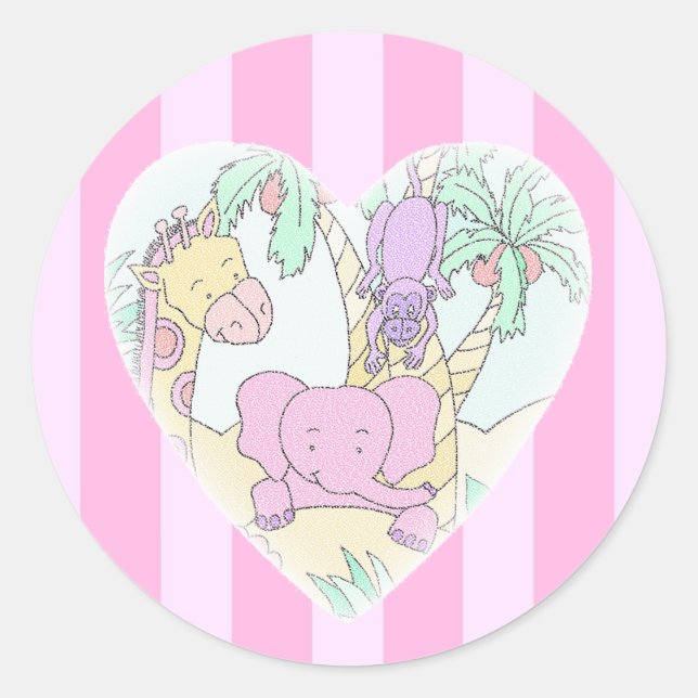 Pegatina Redonda Jungle Baby Heart Blesst - chica (Anverso)