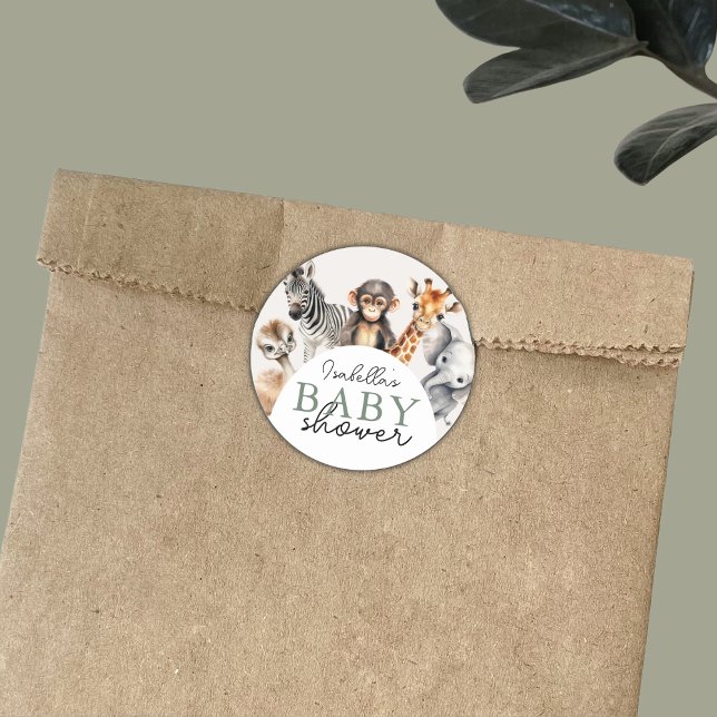 Pegatina Redonda Jungle Safari Animals Boy Baby Shower (Subido por el creador)
