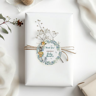 Pegatina Redonda Jungle Safari Baby Shower Gracias