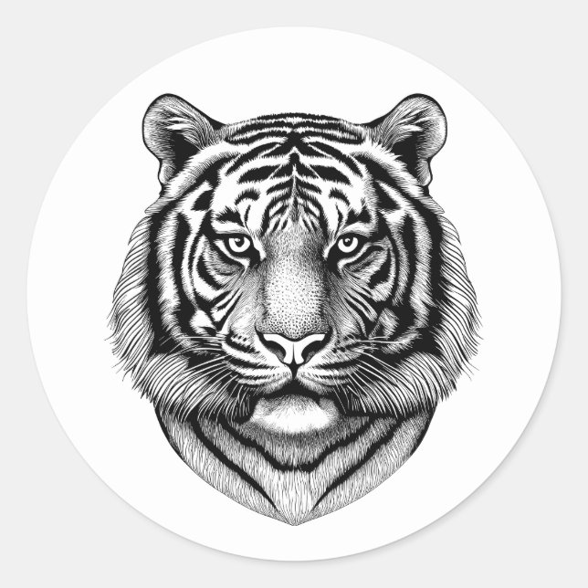 Pegatina Redonda Jungle Tiger Face animal safari naturaleza origina (Anverso)