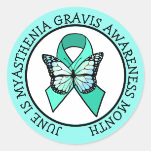 Pegatina Redonda Junio es botón Miastenia Gravis Awareness Mes