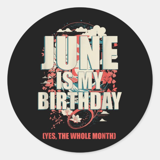 Pegatina Redonda Junio Es Cumpleaños Todo El Mes Japonés (Anverso)