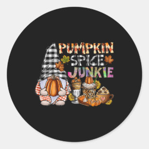 Pegatina Redonda Junkie de las especias de calabaza