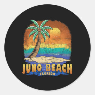 Pegatina Redonda Juno Beach Florida Vintage Distresres Souvenir