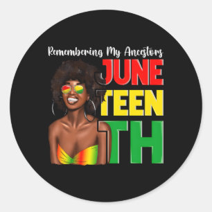 Pegatina Redonda Junonésimo negro recordando a mis antepasados afri