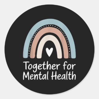 Pegatina Redonda Juntos Por La Salud Mental Rainbow Mental Health A