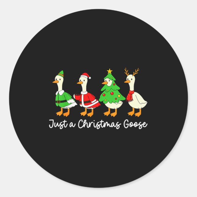 Pegatina Redonda Just A Christmas Goose Funny Christmas Xmas Pajama (Anverso)