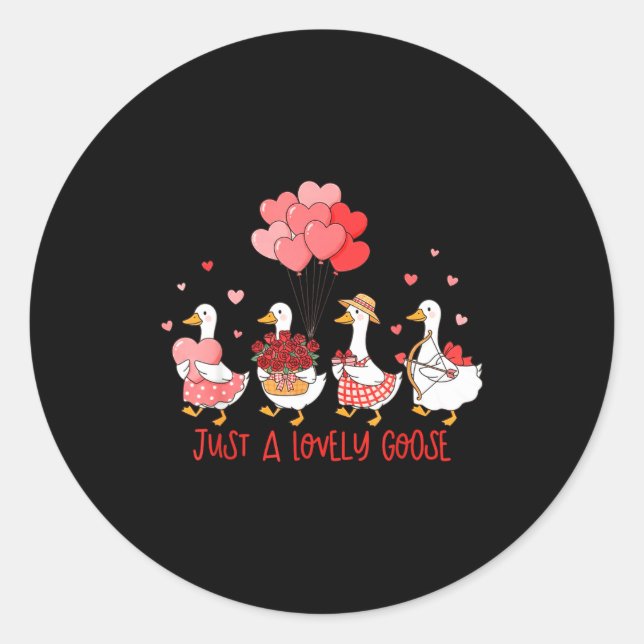 Pegatina Redonda Just A Cute Goose Funny Valentines Shirt For Women (Anverso)
