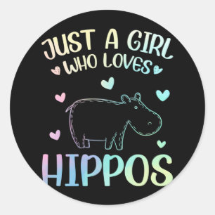 Pegatina Redonda Just A Girl Who Loves Hippos
