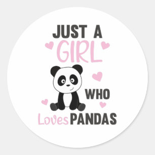 Pegatina Redonda Just A Girl who Loves Pandas - Sweet Panda