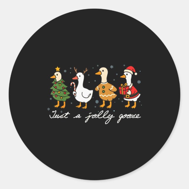 Pegatina Redonda Just A Jolly Cute Goose Funny Merry Goosemas Chris (Anverso)