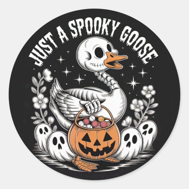 Pegatina Redonda Just A Spooky Goose Halloween Sticker – Cute Funny (Anverso)