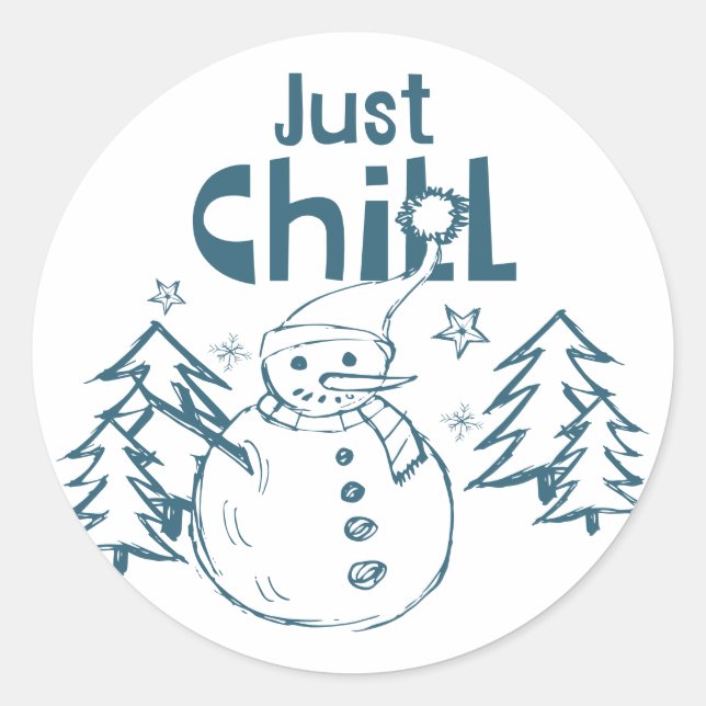 Pegatina Redonda Just Chill Playful Christmas (Anverso)