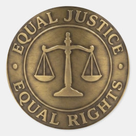 Pegatina Redonda Justicia Igual Derechos Iguales