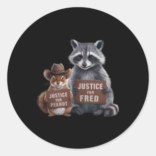 Pegatina Redonda Justicia Para Peanut La Ardilla Justicia Para Fred