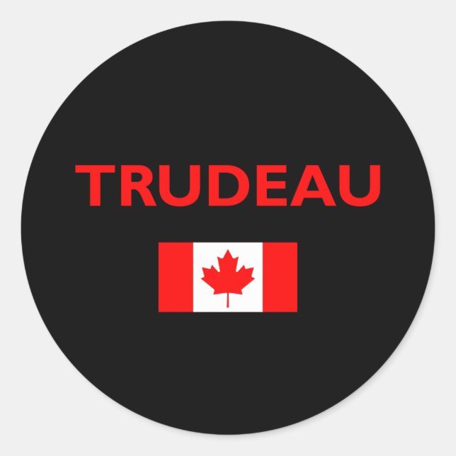 Pegatina Redonda Justin Trudeau Canadá Bandera canadiense oscura (Anverso)