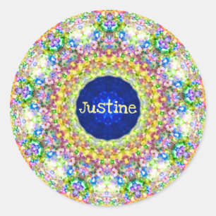 Pegatina Redonda JUSTINE ~ Patrón floral dulce ~ Personalizado ~