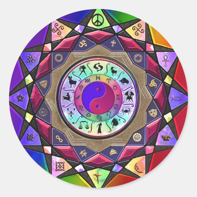 Pegatina Redonda Justo aquí, ahora mismo (Anverso)