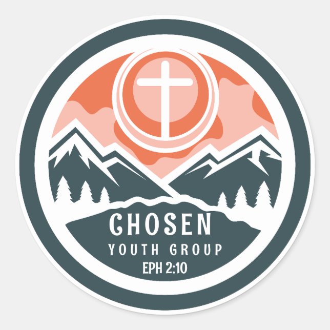 Pegatina Redonda Juventud cristiana elegida II (Anverso)