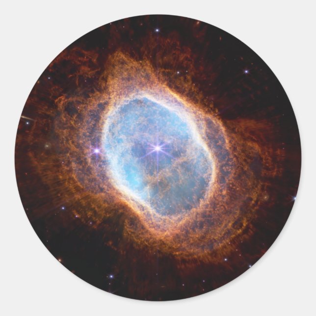 Pegatina Redonda JWST James Webb Telescope Southern Ring Nebula (Anverso)