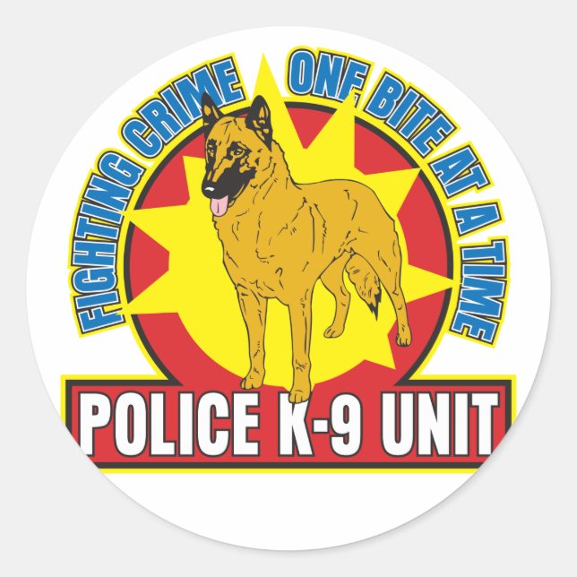 Pegatina Redonda K9 Belga Malinois Bite (Anverso)