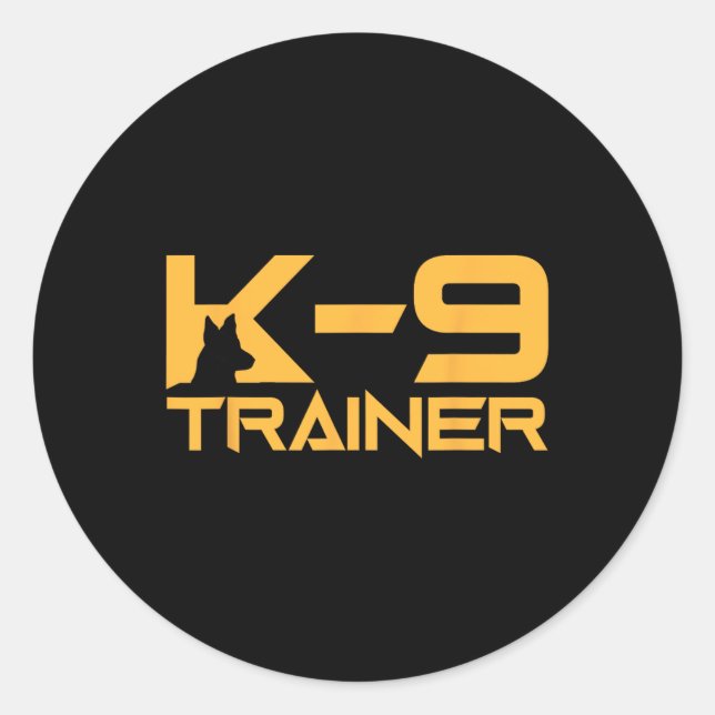 Pegatina Redonda K-9 K9 Entrenador de entrenador de manejo de perro (Anverso)
