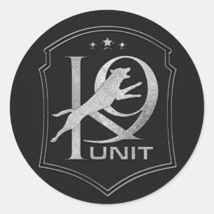 Pegatina Redonda K-9 unidad - perro policía - Malinois