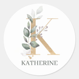 Pegatina Redonda K Monograma Floral Planner Classic
