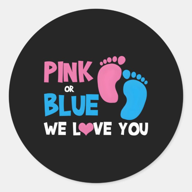 Pegatina Redonda K O Blue Te Amamos Revelación De Género (Anverso)