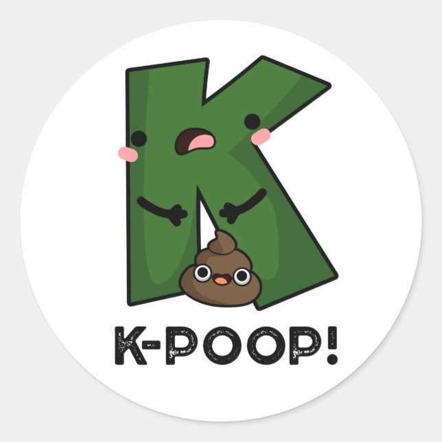 Pegatina Redonda K-poop Funny K-pop Poo Pun (Anverso)