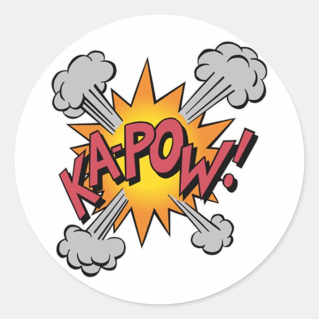Pegatina Redonda ¡KA-POW! Gráfico de Cómic (Anverso)