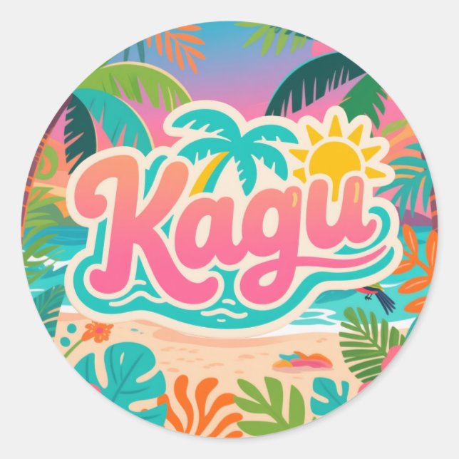 Pegatina Redonda Kagu Tropical (Anverso)