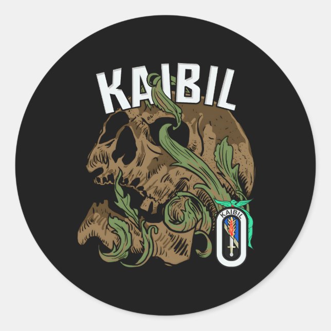 Pegatina Redonda Kaibil Guatemala Kaibiles Fuerza Especial de Fuerz (Anverso)