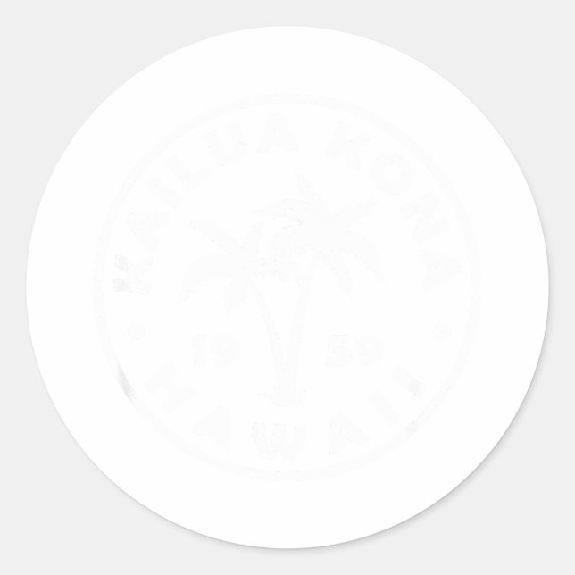 Pegatina Redonda Kailua-kona Hawaii Palm Tree Mens Womens Girls Boy (Anverso)