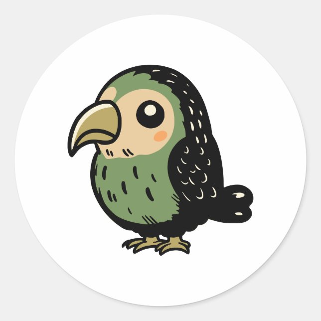 Pegatina Redonda Kakapo (Anverso)