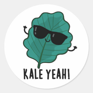 Pegatina Redonda Kale Yeah Funny Veggie Pun