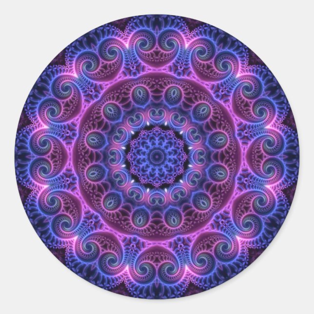 Pegatina Redonda Kaleidoscope Apofisis Mandala Corazones (Anverso)