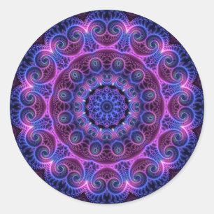 Pegatina Redonda Kaleidoscope Apofisis Mandala Corazones