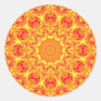 Pegatina Redonda Kaleidoscope de la flor de fuego