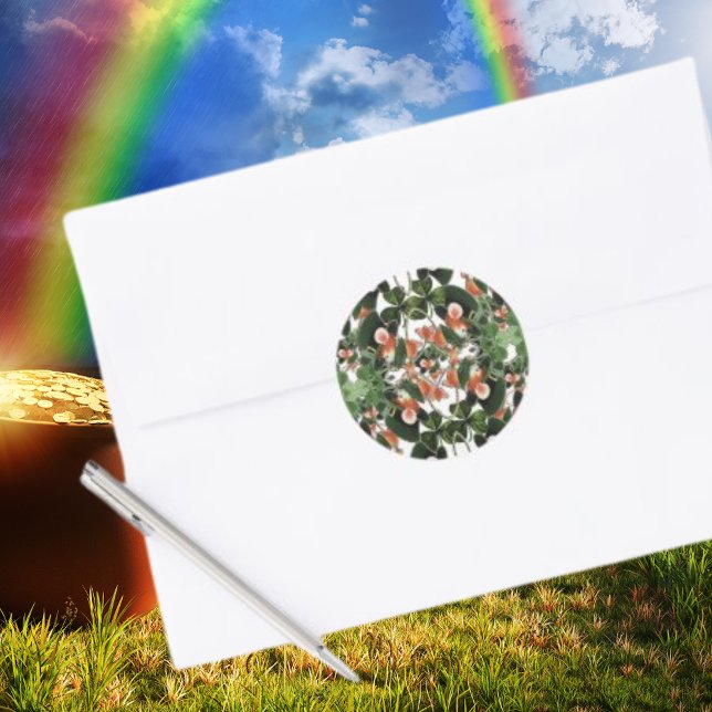Pegatina Redonda Kaleidoscope de ratón irlandés dos Día de San Patr (Irish Mouse Kaleidoscope Two St. Patrick's Day Classic Round Sticker)