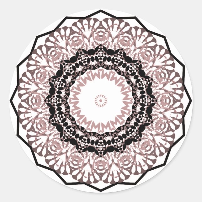 Pegatina Redonda Kaleidoscope, mandala (Anverso)